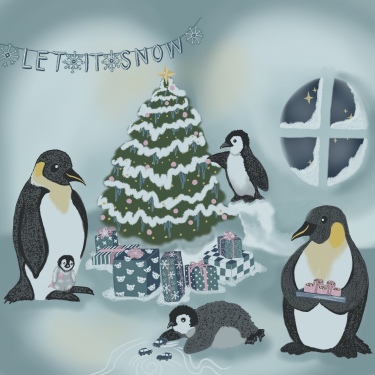 Let it Snow Penguin Holiday