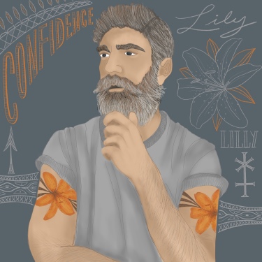 Man with orange Lilly tattoo